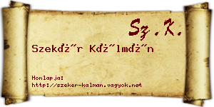 Szekér Kálmán névjegykártya