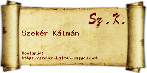 Szekér Kálmán névjegykártya